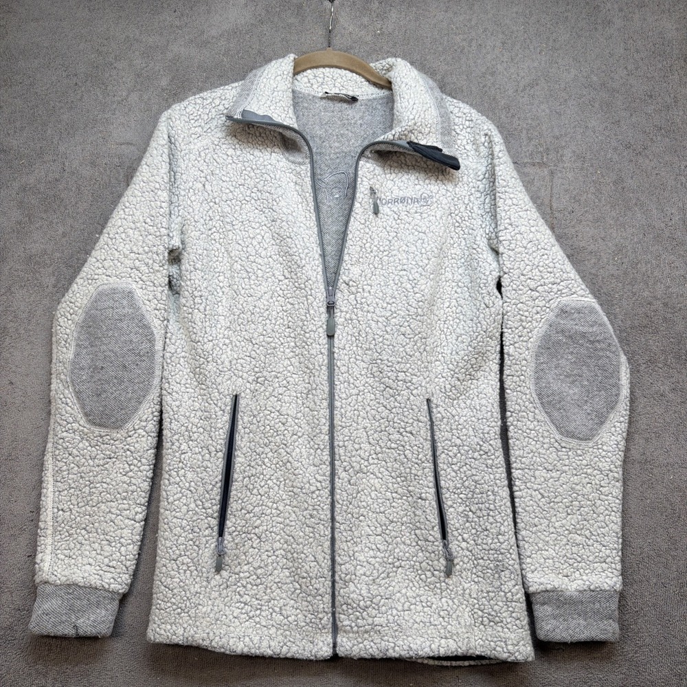 Norrona Wool Sherpa Jacket Womens‎ Medium Gray Outdoor Full Zip